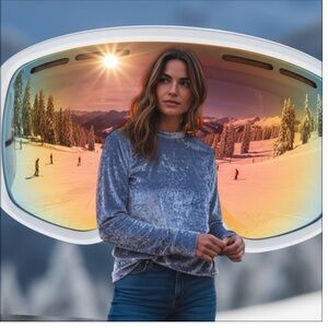 Bogner Vintage Velour Ski Turtleneck Light Blue